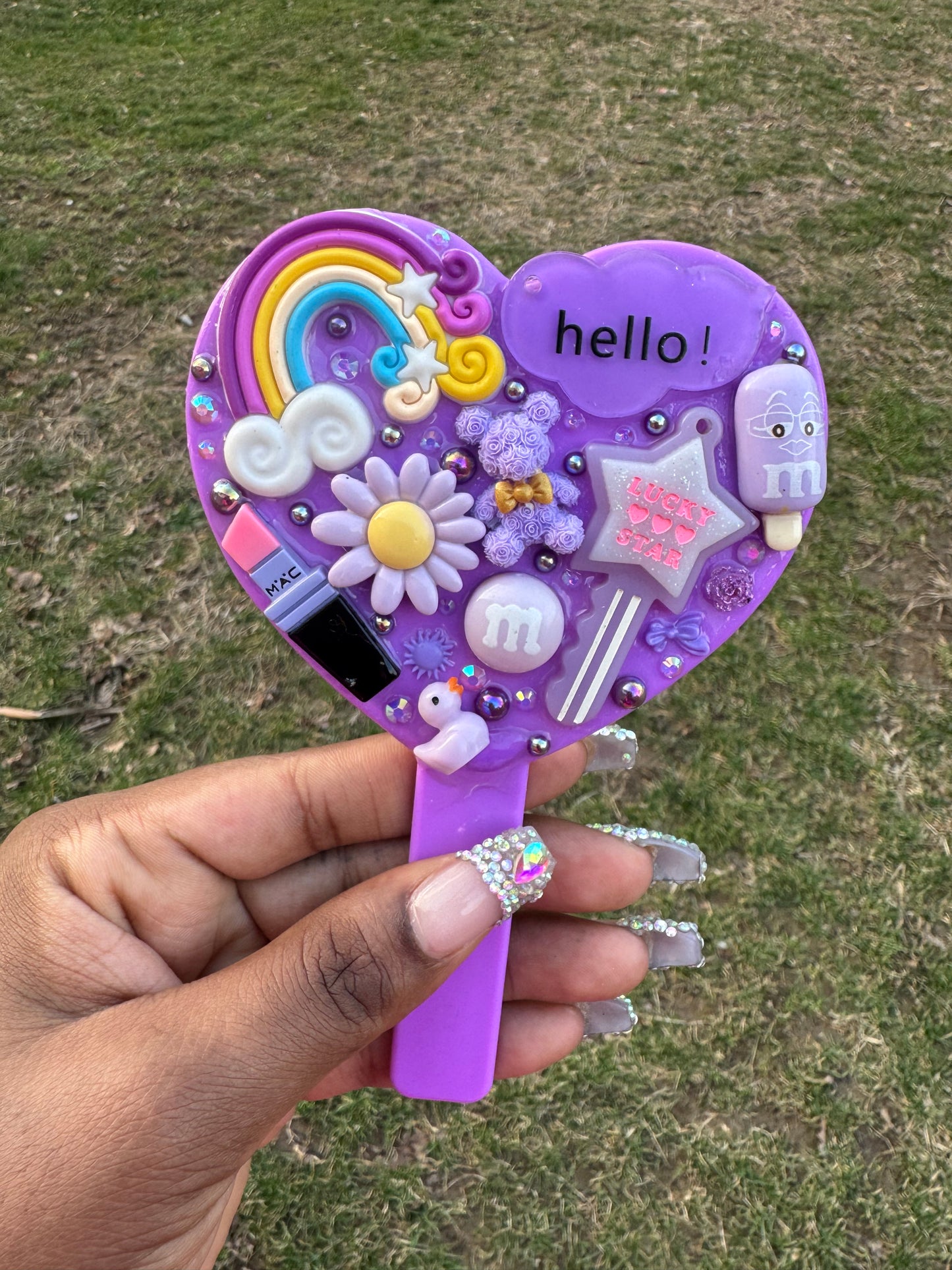 Purple junk heart mirror