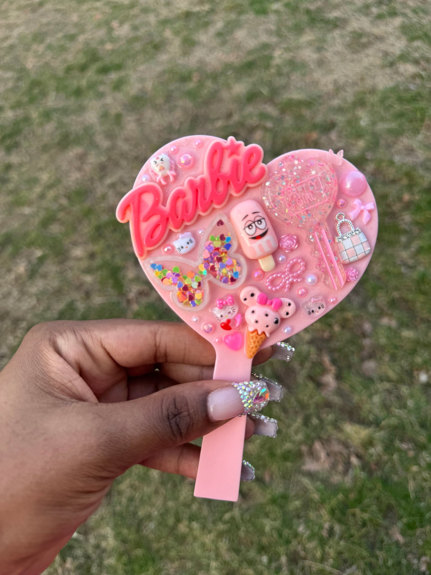 Pink junk heart mirror
