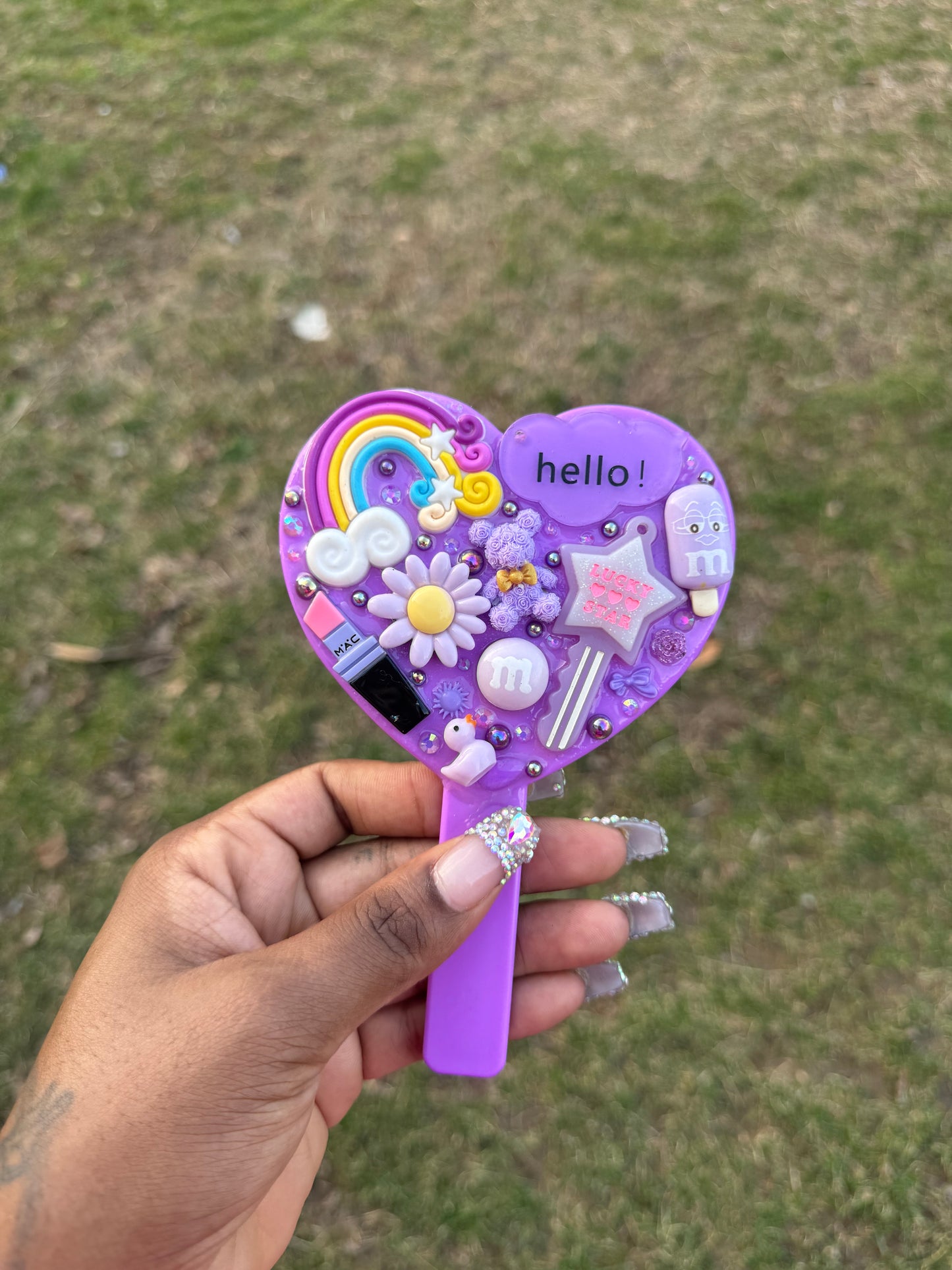 Purple junk heart mirror