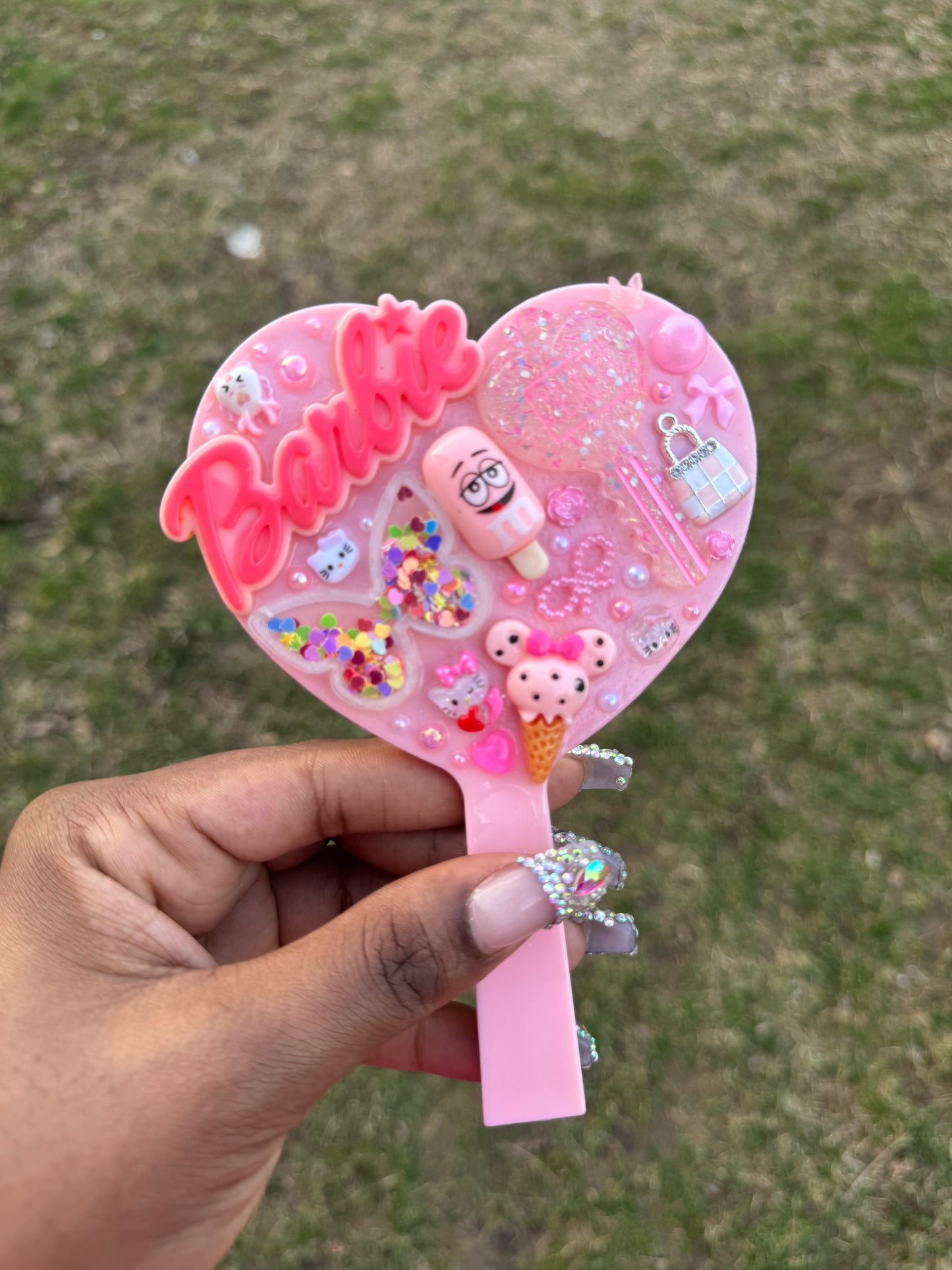 Pink junk heart mirror