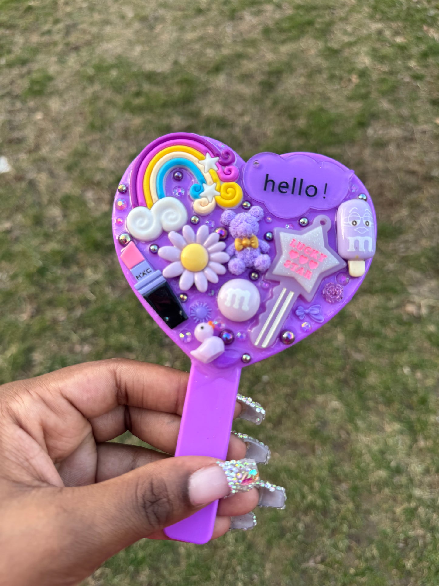 Purple junk heart mirror