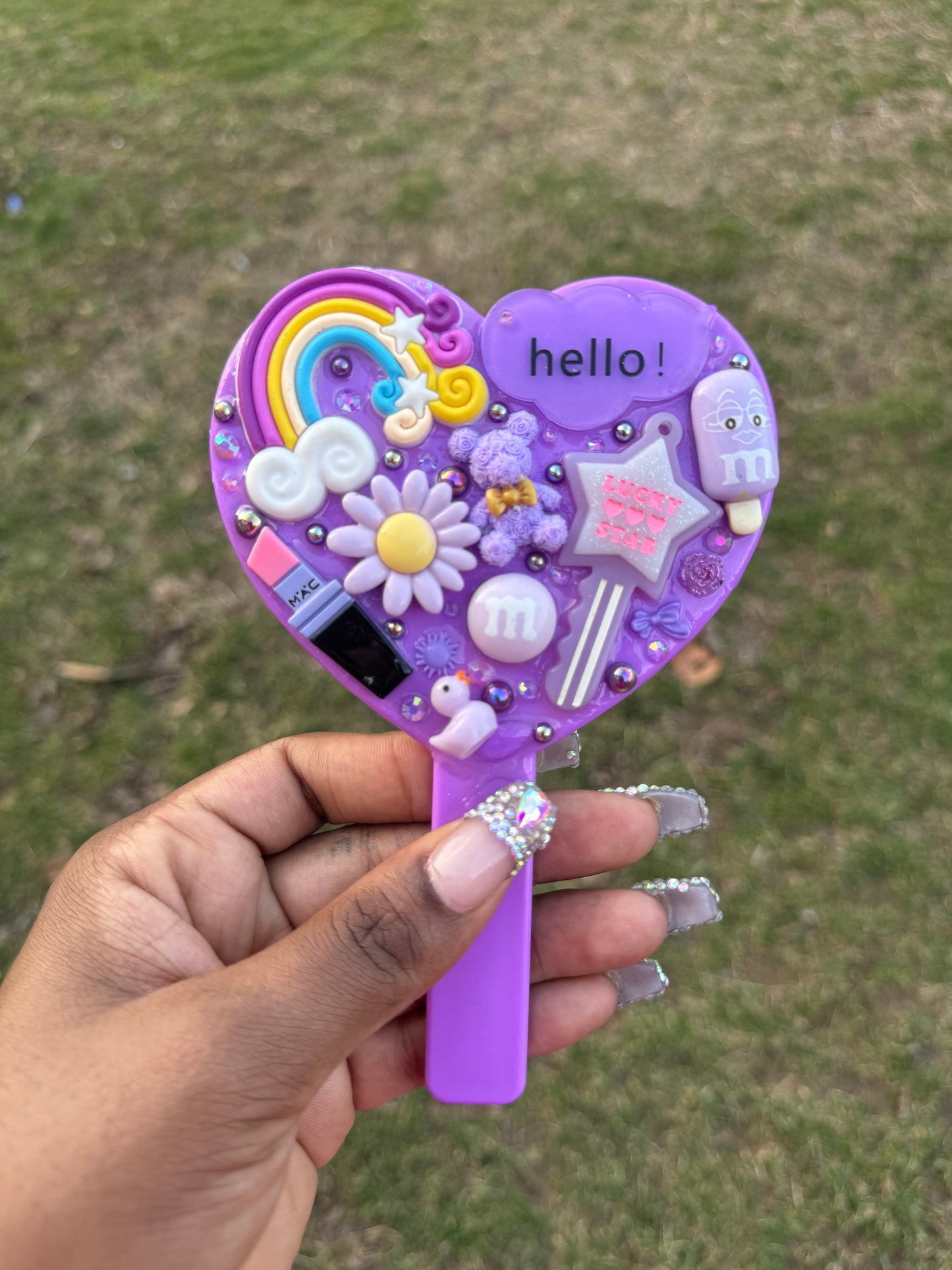 Purple junk heart mirror