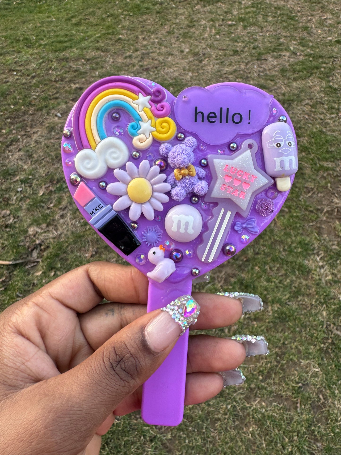 Purple junk heart mirror