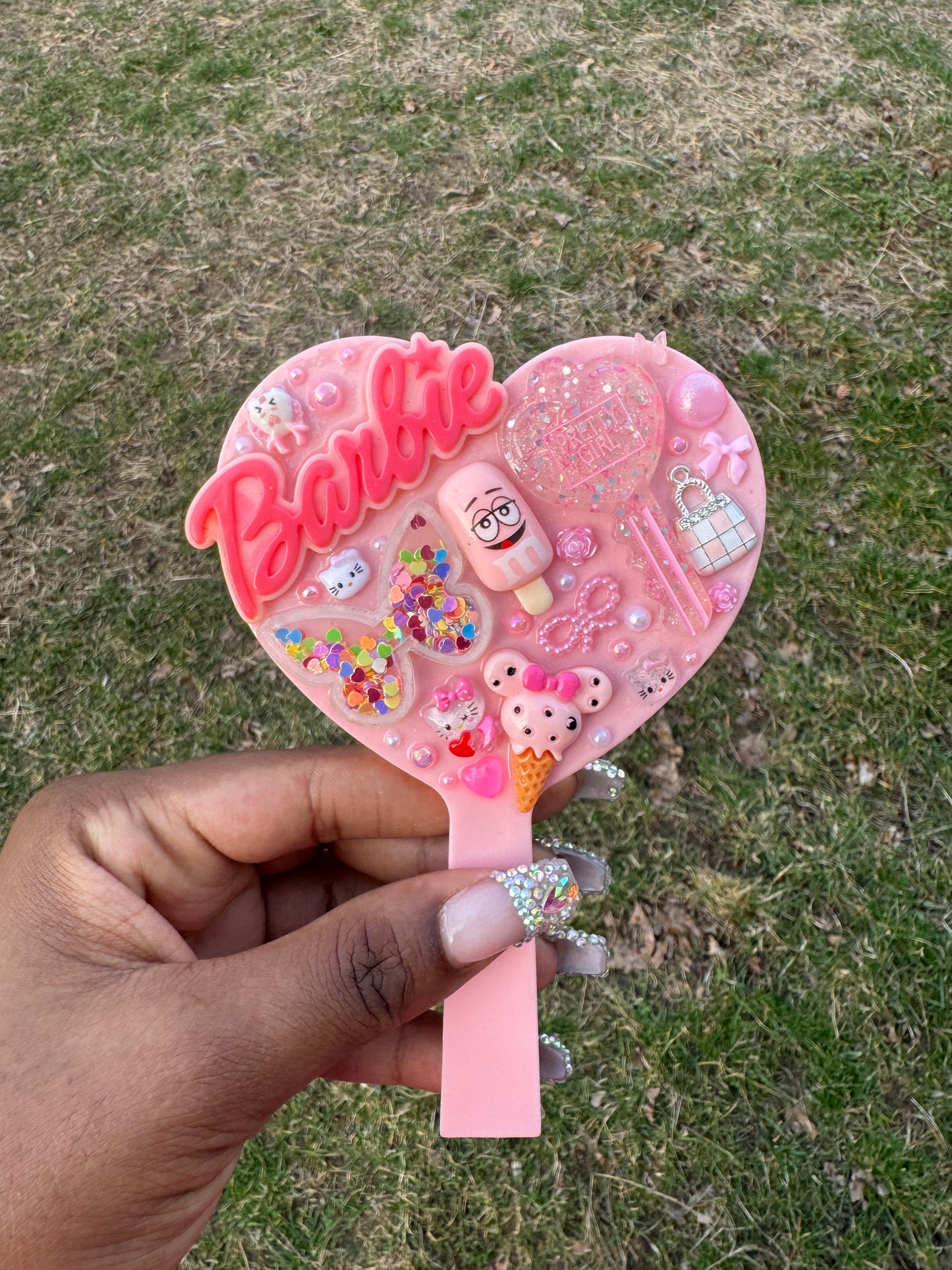 Pink junk heart mirror