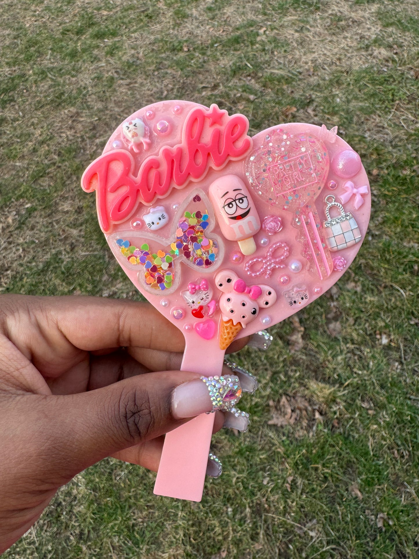 Pink junk heart mirror